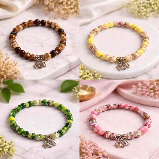 Hand-Beaded Bracelet with Book Charm